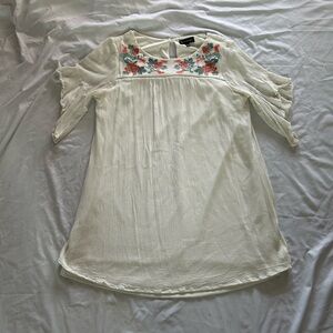 Luxology Cream Dress with Floral Embroidery